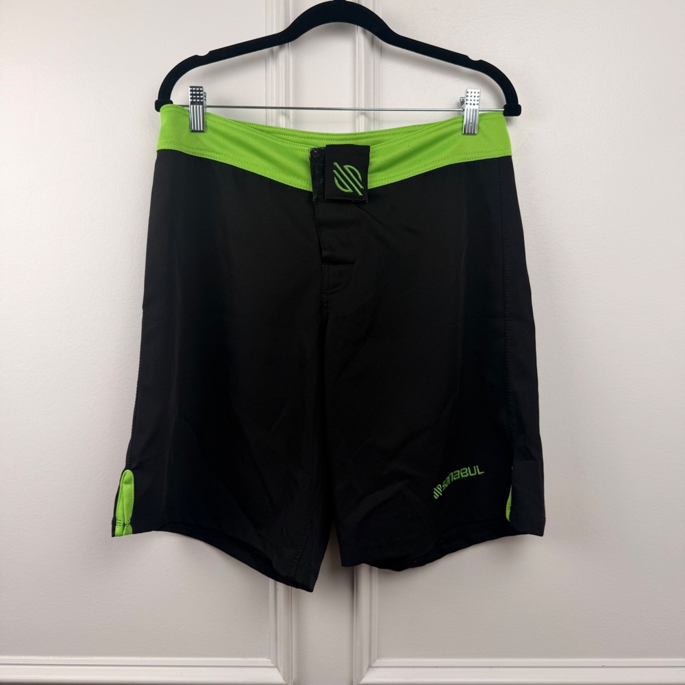 Sanabul Essential MMA BJJ Grappling Shorts Mens 32 Black Lime Green Training